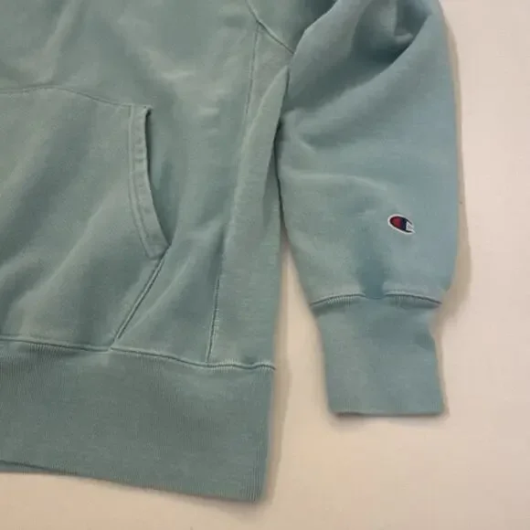 Champion Reverse Weave Light Blue Hoodie Large Hooded Sweatshirt Logo Y2K 90s - Picture 7 of 12